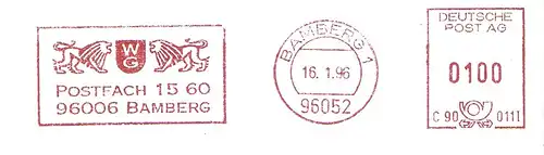 Freistempel C90 011I Bamberg - WG - Postfach 15 60 - 96006 Bamberg (Lotterieeinnahme Walter Günther) (#2008)