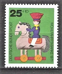 Briefmarke BRD Mi.Nr. 706 ** Wohlfahrt 1971 / Altes Holzspielzeug