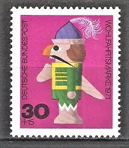 Briefmarke BRD Mi.Nr. 707 ** Wohlfahrt 1971 / Altes Holzspielzeug