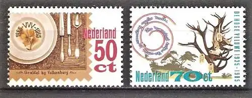 Briefmarke Niederlande Mi.Nr. 1264 -1265 ** Tourismus 1985 / 100 Jahre Fremdenverkehrsverein „Het Geuldal“ und Valkenburg, 50 Jahre Nationalpark „Hoge Veluwe“