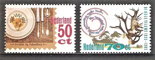 Briefmarke Niederlande Mi.Nr. 1264 - 1265 ** Tourismus 1985 / 100 Jahre Fremdenverkehrsverein „Het Geuldal“ und Valkenburg, 50 Jahre Nationalpark „Hoge Veluwe“