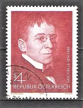 Briefmarke Österreich Mi.Nr. 1448 o 100. Geburtstag von Karl Kraus 1974 / Kritiker und Satiriker