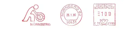 Freistempel FE70 0789 Nürnberg - Hoffmann Qualitätswerkzeuge Nürnberg (Abb. Stilisierter Mann schlägt auf Trommel) (#2024)