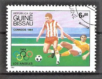 Briefmarke Guinea-Bissau Mi.Nr. 765 o Olympische Sommerspiele 1984 Los Angeles / Fussball