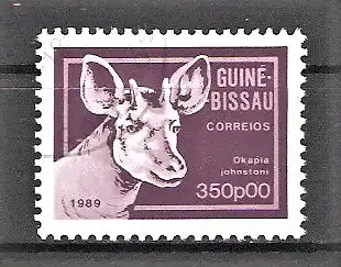 Briefmarke Guinea-Bissau Mi.Nr. 1099 o Tiere 1989 / Okapi
