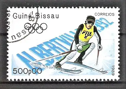 Briefmarke Guinea-Bissau Mi.Nr. 1092 o Olympische Winterspiele 1992, Albertville / Alpiner Skilauf