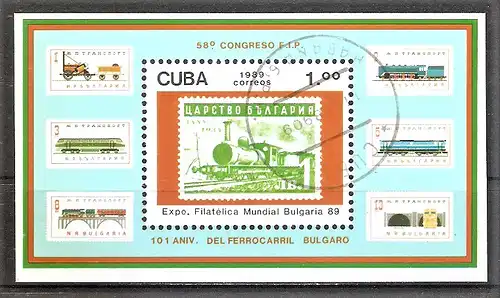 Briefmarke Cuba BLOCK 115 o (Mi.Nr. 3288) Internationale Briefmarkenausstellung BULGARIA ’89