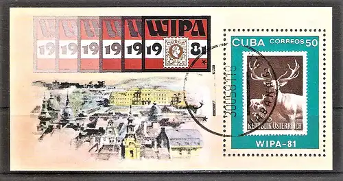 Briefmarke Cuba BLOCK 67 o (Mi.Nr. 2560) Internationale Briefmarkenausstellung „WIPA 1981“