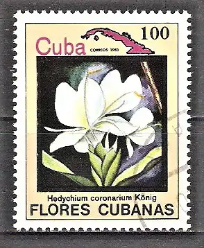 Briefmarke Cuba Mi.Nr. 2808 o Blumen und Vögel 1983 - Schmetterlingslilie