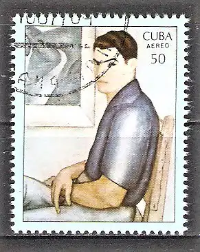Briefmarke Cuba Mi.Nr. 2240 o Gemälde des Malers Jorge Arche 1977 / Selbstporträt