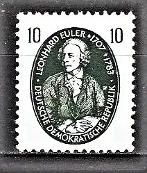 Briefmarke DDR Mi.Nr. 575 ** Berühmte Naturwissenschaftler 1957 / Leonhard Euler - Mathematiker, Physiker, Astronom