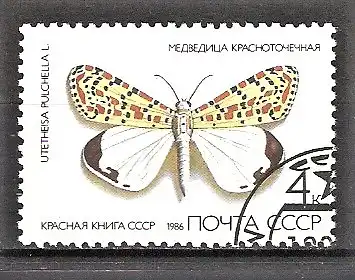 Briefmarke Sowjetunion Mi.Nr. 5584 o Seltene Schmetterlinge 1986 / Harlekinbär