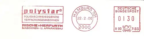 Freistempel H00 7133 Hamburg - Rische + Herfurth Maschinen - u. Apparatebau / polystar Folienschweissgeräte Verpackungsmaschinen (#2045)