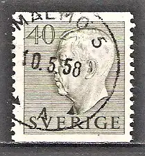 Briefmarke Schweden Mi.Nr. 393 o STEMPEL MALMÖ 10.05.58 / König Gustav VI. Adolf - Freimarke 1954
