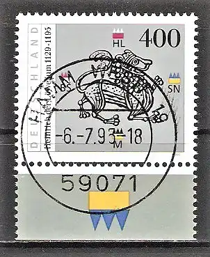 Briefmarke BRD Mi.Nr. 1805 o Ersttagstagesstempel VOLLSTEMPEL HAMM / Heinrich der Löwe 1995