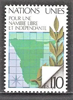 Briefmarke UNO-Genf Mi.Nr. 85 ** Für ein freies und unabhängiges Namibia 1979 / Karte von Namibia, Lorbeerzweig