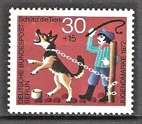 Briefmarke Berlin Mi.Nr. 420 ** Jugend: Tierschutz 1972 / Tiere nicht schlagen!