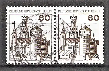 Briefmarke Berlin Mi.Nr. 537 o WAAGERECHTES PAAR / 60 Pf. Burgen und Schlösser 1977