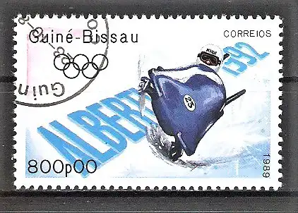 Briefmarke Guinea-Bissau Mi.Nr. 1093 o Olympische Winterspiele 1992, Albertville / Bobfahren