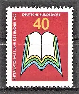 Briefmarke BRD Mi.Nr. 740 ** Internationales Jahr des Buches 1972 / Aufgeschlagenes Buch