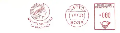 Freistempel Planegg - Max-Planck-Institut für Biochemie (Abb. Kopf der römischen Göttin Minerva) (#1591)