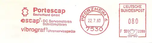 Freistempel F90 2280 Pforzheim - Portescap Deutschland GmbH / escap-DC Servermotoren Schrittmotoren vibrograf-Uhrenservicegeräte (#1603)