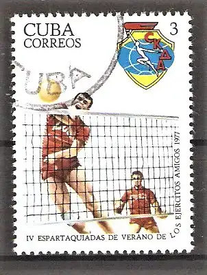 Briefmarke Cuba Mi.Nr. 2242 o Spartakiade 1977 / Volleyball