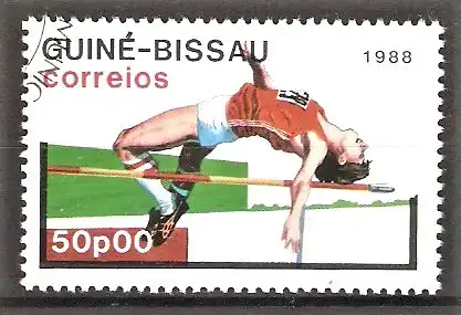 Briefmarke Guinea-Bissau Mi.Nr. 937 o Olympische Sommerspiele, Seoul 1988 / Hochsprung