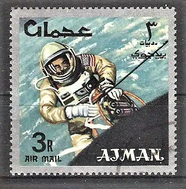 Briefmarke Ajman Mi.Nr. 101 A o Weltraumforschung 1966 / Raumausstieg Astronaut E. H. White (Gemini 4)