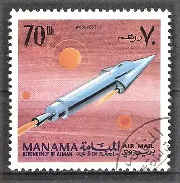 Briefmarke Ajman-Manama Mi.Nr. 90 A o Weltraumforschung 1968 / Raumsonde Poliot 1