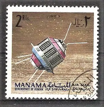 Briefmarke Ajman-Manama Mi.Nr. 93 A o Weltraumforschung 1968 / Raumsonde Lunik 3