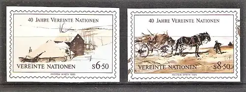 Briefmarke UNO-Wien Mi.Nr. 51 - 52 B ** 40 Jahre Vereinte Nationen 1985 / Gemälde von Andrew Wyeth / Kompletter Satz !