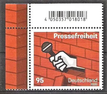 Briefmarke BRD Mi.Nr. 3515 ** BOGENECKE o.l. / Pressefreiheit 2020