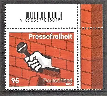 Briefmarke BRD Mi.Nr. 3515 ** BOGENECKE o.r. / Pressefreiheit 2020