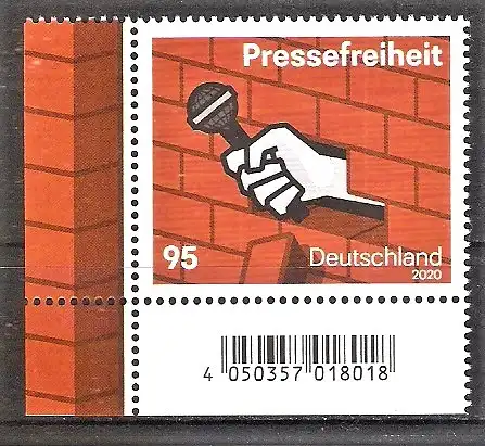 Briefmarke BRD Mi.Nr. 3515 ** BOGENECKE u.l. / Pressefreiheit 2020