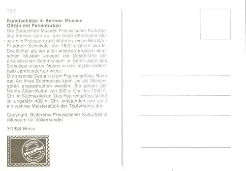 Briefmarke Maximumkarte Berlin Mi.Nr. 710 Kunstschätze in Berliner Museen 1984 / Göttin mit dem Perlenturban (1760)