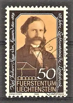 Briefmarke Lichtenstein Mi.Nr. 902 o 125 Jahre Liechtensteinische Landesbank 1986 / Karl Freiherr Haus von Hausen - Gründer der Landesbank