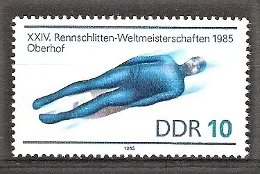 Briefmarke DDR Mi.Nr. 2923 ** Rennrodel-Weltmeisterschaften Oberhof 1985