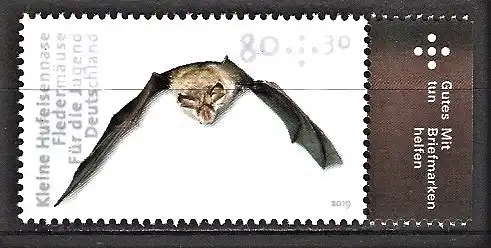 Briefmarke BRD Mi.Nr. 3485 ** Fledermäuse 2019 / Kleine Hufeisennase (Rhinolophushipposideros)