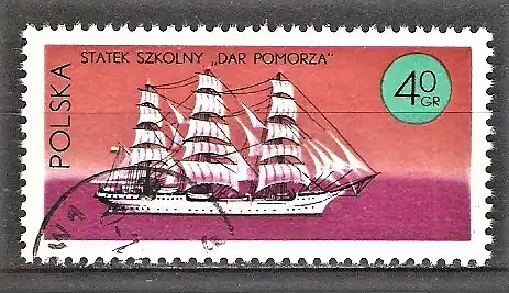 Briefmarke Polen Mi.Nr. 2050 o Schiffe unter polnischer Flagge 1971 / Segelschulschiff „Dar Pomorza“