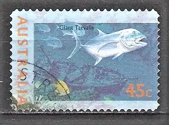 Briefmarke Australien Mi.Nr. 1520 o Unterwasserwelt 1995 / Große Pferdemakrele (Caranx ignobilis)
