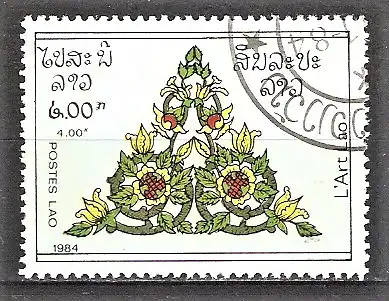 Briefmarke Laos Mi.Nr. 795 o Laotische Kunst 1984 / Dreieckige Tafel