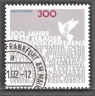 Briefmarke BRD Mi.Nr. 2066 o 100. Jahrestag der Ersten Haager Friedenskonferenz 1999 / Friedenstaube - Auflistung der Teilnehmerstaaten