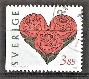 Briefmarke Schweden Mi.Nr. 1982 o Valentinstag 1997 / Rosen