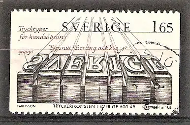 Briefmarke Schweden Mi.Nr. 1225 o 500 Jahre Druckereigewerbe in Schweden 1983 / Bleilettern für den Buchdruck