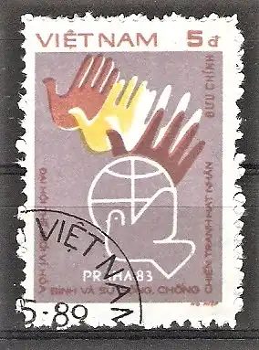Briefmarke Vietnam Mi.Nr. 1400 o Internationales Friedenstreffen Prag 1983
