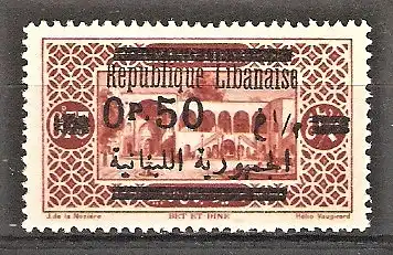 Briefmarke Libanon Mi.Nr. 143 ** Landschaften 1928 / Aufdruck neuer Landesname und neuer Wert