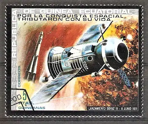 Briefmarke Äquatorial-Guinea Mi.Nr. 192 o Verunglückte Raumfahrer 1972 / Sojus 11