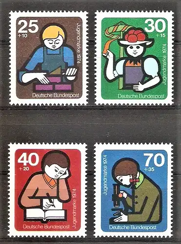 Briefmarke BRD Mi.Nr. 800-803 ** Jugend 1974 / Elemente internationaler Jugendarbeit / Kompletter Satz !