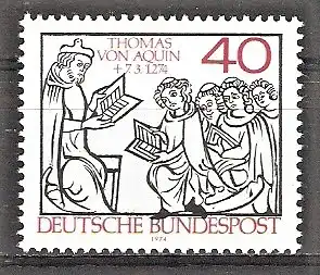 Briefmarke BRD Mi.Nr. 795 ** 700. Todestag von Thomas von Aquin 1974 / Italienischer Kirchenlehrer und Philosoph